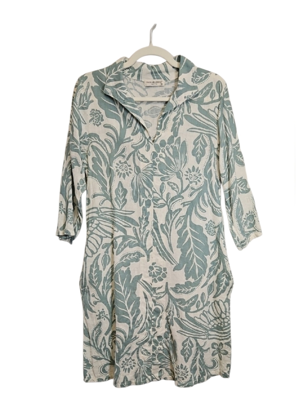 Terzo Millennio Linen Blend Floral Tunic Dress, Size Medium, Made In Italy